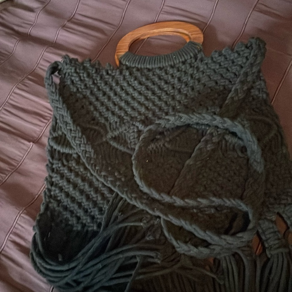 Danielle Nicole Black Crochet Bag - image 1